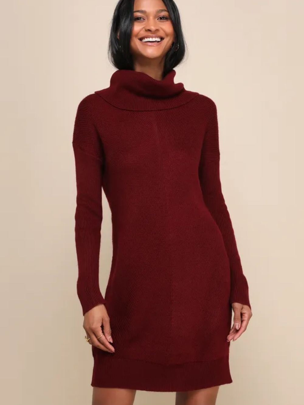 Lulus Tea Reader Burgundy Sweater Dress Red - Size S